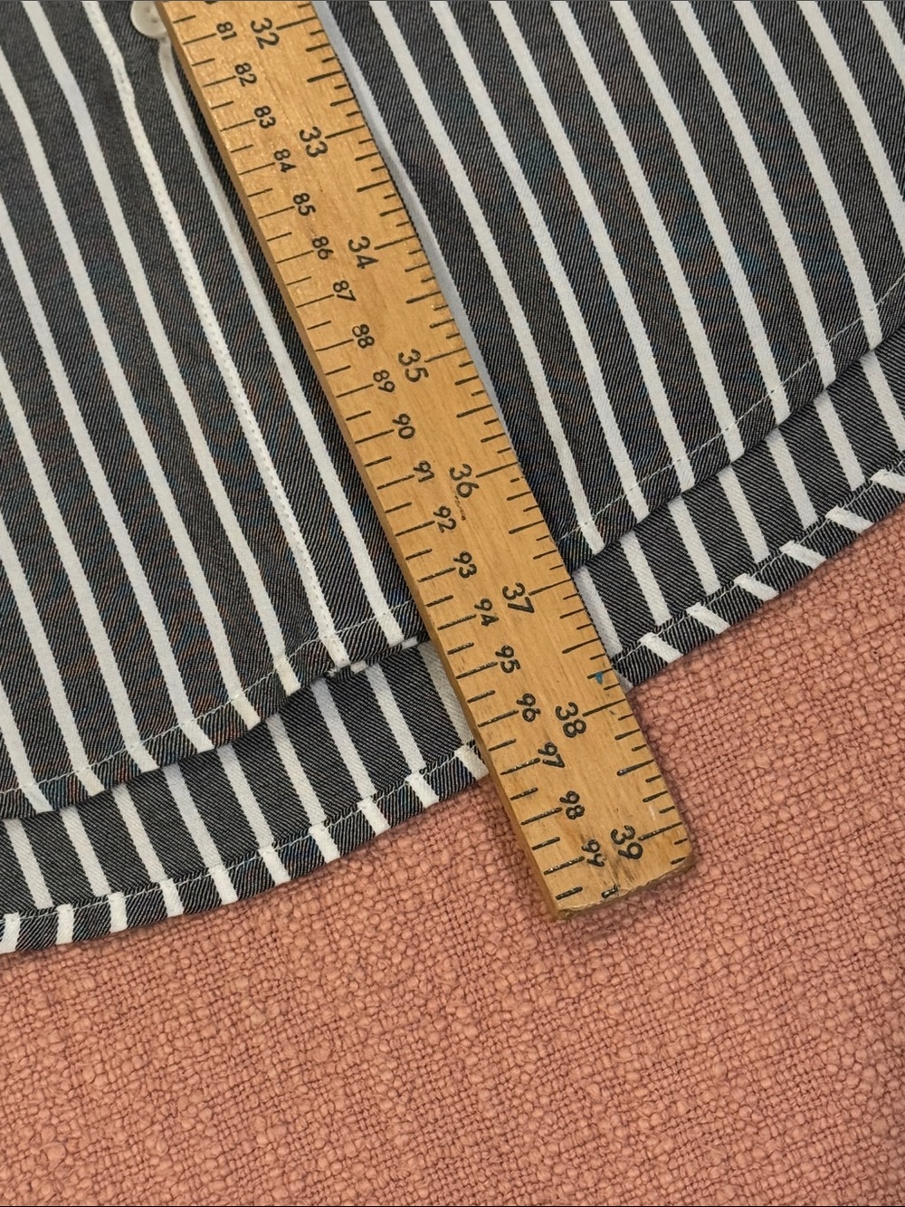 Black White Striped Shirt Dress - midi with fabric belt - Picture 4 of 16